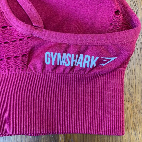 GYMSHARK Seamless Workout Bra Womens XS Sports Bra Beet Crossback Discontinued - Picture 3 of 6
